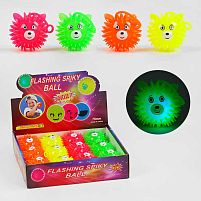 М`яч стрибун C 60502 ЦІНА ЗА 12 ШТУК В БЛОЦІ, 4 кольори, підсвічування, пискавка, тваринка