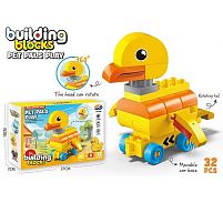 Конструктор JS 613 B2 “Каченя”, 32 елементи, голова обертається, їздить, основа на коліщатках, рухомий хвостик, в коробці