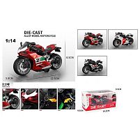 Мотоцикл H 7788-1 E металопластик, прогумовані шини, музика, підсвічування, масштаб 1:14, звуки, інерція, в коробці, МІКС ВИДІВ
