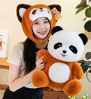 М`яка іграшка M 18554 "Панда", знімний капюшон, висота в сидячому положені: 38 см, в пакеті
