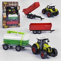 Трактор с прицепами 550-17 E (24) свет, звук, инерция, 2 вида, в коробке