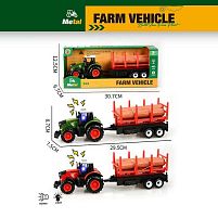 Трактор 79670-3 C 2 види, металопластик, розмір: 29.5х7.5х8.7 см, підсвічування, звуки, причеп, в коробці