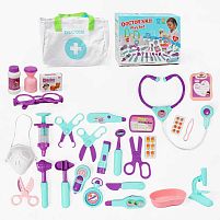 Набір лікаря STYJ 04 сумка, стетоскоп, звук серцебиття, підсвічування, шприц-пискавка, муляжі ліків, окуляри, інструменти для огляду, в коробці
