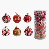 Новорічні прикраси C 67618 24 штуки, кульки, D = 6 см, у слюді