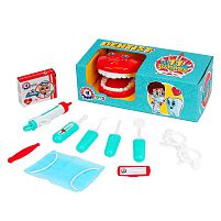 Набір стоматолога 7341 "Technok Toys", 11 елементів, щелепа, маска, окуляри, бейдж, інструменти, в коробці