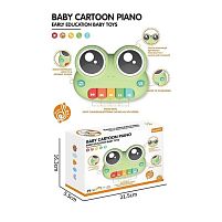 Піаніно YK 7008-1 “Жабка”, підсвічування, кілька режимів, 5 клавіш із нотами, мелодії, барабан, звуки тварин, дитячий сміх, в коробці