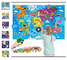 Плакат ігровий C 73104 фетрова карта світу, розмір: 101х65 см, липучки, гачки на стіну, в пакеті