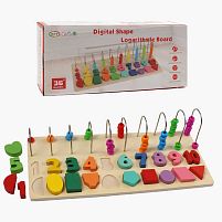 Логічна дерев’яна дошка C 74299 рахівничка, форми, цифри, сортер, в коробці