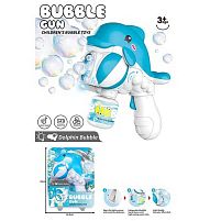 Пістолет з мильними бульбашками 2233 “Дельфін”, автоматичний принцип роботи, на батарейках, підсвічування, мильний розчин, на листі