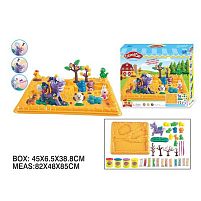 Тісто для ліплення F 018-205 "Ферма", 4 кольори тіста, форми, молди, кінь з екструдером, інструменти, в коробці