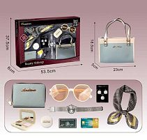 Набір аксесуарів 676-1 сумочка, гаманець, імітація косметики, функціональний годинник, імітація карток, хустка, окуляри, прикраси, в коробці