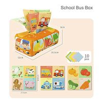 Розвивальна гра YB 1 “Серветниця”, текстиль, 13 серветок, тварини, овочі, шелестючі елементи, англійські назви, транспорт, в пакеті