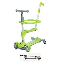 Самокат триколісний iTrike JR3-127-GR (колеса: передні Ø4,7"/заднє Ø3,5"/PU/2 страхувальних, підсв, музика, батьк. ручка, висота керма: 66-83 см)
