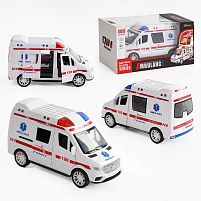 Машина 62925 мелодія, підсвічування, колесо вільного ходу, гумові шини, відкриваються двері, в коробці