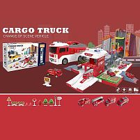 Парковка SJ 666 A довжина 40 см, підсвічування, звук транспорту, мелодії, трек, 4 металопластикові машинки, дорожні знаки, ялинка, в коробці