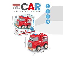 Машинка музична CC 116 “Пожежна допомога”, підсвічування, звук транспорту, мелодія, інерція, гумовий корпус та колеса, довжина 13 см, в коробці