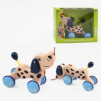 Каталка 338 "Собачка", мотузочка, гумові накладки на колесах, в коробці