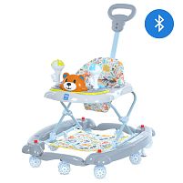 Ходунки дитячі Bambi M 3656A-S-4 BT (колеса: 8 шт, 2 стопори: музична панель з Bluetooth, кермо, рухомі деталі, сірий)