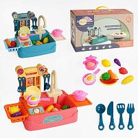 Мийка 566 2 види, автоматична подача води, поличка, столове начиння, муляжі їжі, плитка з тріскачкою, наліпки, в коробці, ВИДАЄТЬСЯ МІКС