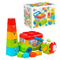 Іграшка для розвитку "Автобус" 0389 "Technok Toys", сортер, куб, пірамідка, у коробці
