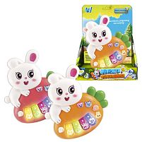 Піаніно 85270 "WToys", "ЗАЙЧИК", 2 кольори, ОЗВУЧУВАННЯ УКРАЇНСЬКОЮ МОВОЮ, ноти, мелодії, пісні, казки, підсвічування, цифри, звуки тварин, в