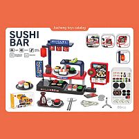 Суші-бар 668-152 66 елементів, підсвічування ліхтаря, звукові ефекти каси, суші, монети, купюри, тарілки, палички, соус, в коробці