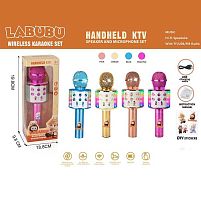 Мікрофон WS 858 A Bluetooth, зміна голосу, ехо, кілька режимів, AUX, роз’єм для TF-карти, підсвічування, регуляція гучності, в коробці, ВИДАЄТ