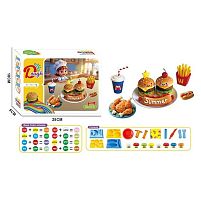 Тісто для ліплення 9015 екструдер, 8 кольорів тіста, 4 фігурні форми, тарілочка, 2 ножі, виделка, в коробці