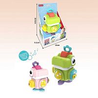 Бізіборд BY 329 2 кольори, розмір - 10.5х8х13 см, тріскачка, обертовий гвинт, рухомі елементи, в коробці