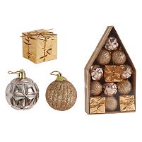 Новорічні прикраси C 67484 12 штук, кульки, подарунки, D = 5 см, в коробці