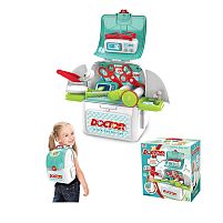 Набір лікаря 008-965 2 в 1, рюкзак трансформується в медичну стійку, медичне приладдя, наліпки, висота стійки - 40 см, в коробці