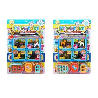 Набір тварин 878-75 A 2 види, 4 фігурки тварин, переноски, мисочки, корм, на листі