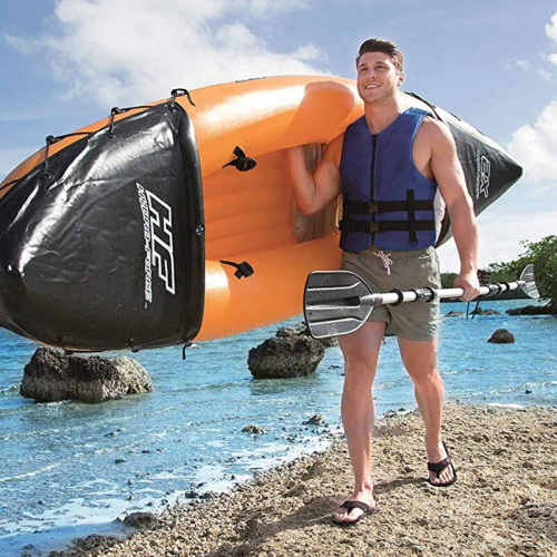 Каяк надувний двомісний (байдарка) BestWay 65077 Lite-Rapid X2 Kayak (88*321 см., висота: 44 см., навантаження до 160 кг., весла, насос, помаранчевий) фото 3