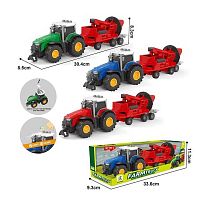 Трактор 0488-604 D 3 кольори, причеп, підсвічування, звук, рухомі елементи причепа, прогумовані колеса причепа, в коробці, ВИДАЄТЬСЯ ТІЛЬКИ МІК