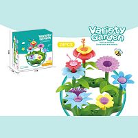 Конструктор B 6969 “Квітковий сад”, 28 елементів, звивиста зелена основа, квіти, листочки зі стеблами, в коробці