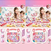 Набір лікаря 6710 2 види, підсвічування, звуки биття серця, фрази англійською, мелодія, 2 фігурки пацієнтів-кроликів, 2 термометри, стетоскоп,