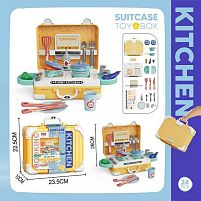 Кухня 8 HT 05 продукти, пательня, каструлька, плита, мийка, столові прибори та кухонне приладдя, наліпки, у валізі