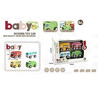 Набір машин YE 031 дерев’яні, 4 штуки, в коробці