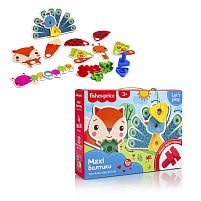 Гра конструктор "Fisher-Price MAXI Болтики" VT2905-23 "Vladi Toys", 13 двосторонніх карток, 4 болтики, 4 гайки
