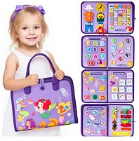 Логічна папка C 73099 фетрова, елементи на липучках, застібки, годинник, англ. абетка, цифри, форми, морські жителі, погода, в пакеті