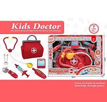 Набір лікаря KJ 1922 A-10 сумка, стетоскоп, термометр, шприц, в коробці