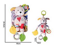 Брязкальце 688 M51 "Песик", текстильне, шумливі кульки, підвіски, 2 прорізувачі, кільце для підвішування, в пакеті