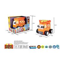 Машинка м`яка QL 8101 C-5 “Піца”, звуки транспорту, веселі мелодії, вібрація, знімний чохол, гумові шини, на батарейках, в коробці