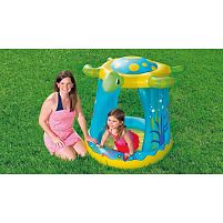 Дитячий надувний басейн BestWay 52219 «Черепаха» (96*109 см, ↑104 см, висота борта: 13 см, об'єм: 26 л, надувне дно, серія: Kiddie Pools, навіс)