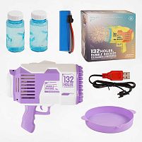 Пістолет з мильними бульбашками KB 1293 Штрихкод = 90842 підсвічування, 132 отвори, 2 пляшки з мильним розчином, ак. 3.7V, USB-кабель, в коробці