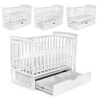 Ліжечко дитяче "Трансформер" колір - білий, з шухлядою DS-101 маятниковий механізм