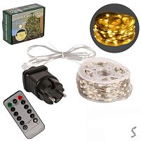 Гірлянда світлодіодна жовта "Роса" білий дріт з пультом 50м 500led Stenson R33985-4