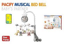 Музична карусель N 5033 A підсвічування, звуки, мелодії, оберти на 360°, регулювання гучності, таймер, 4 підвіски, звук серцебиття, пульт, на бат