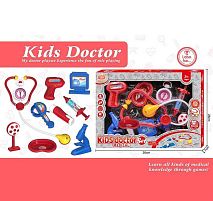 Набір лікаря KJ 1922 A-1 стетоскоп, термометр, шприц, мікроскоп, інструменти, в коробці