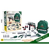 Набір інструментів G 234 27 елементів, підсвічування, дриль на батарейках, рюкзак для інструментів, тренувальні бруски, в коробці